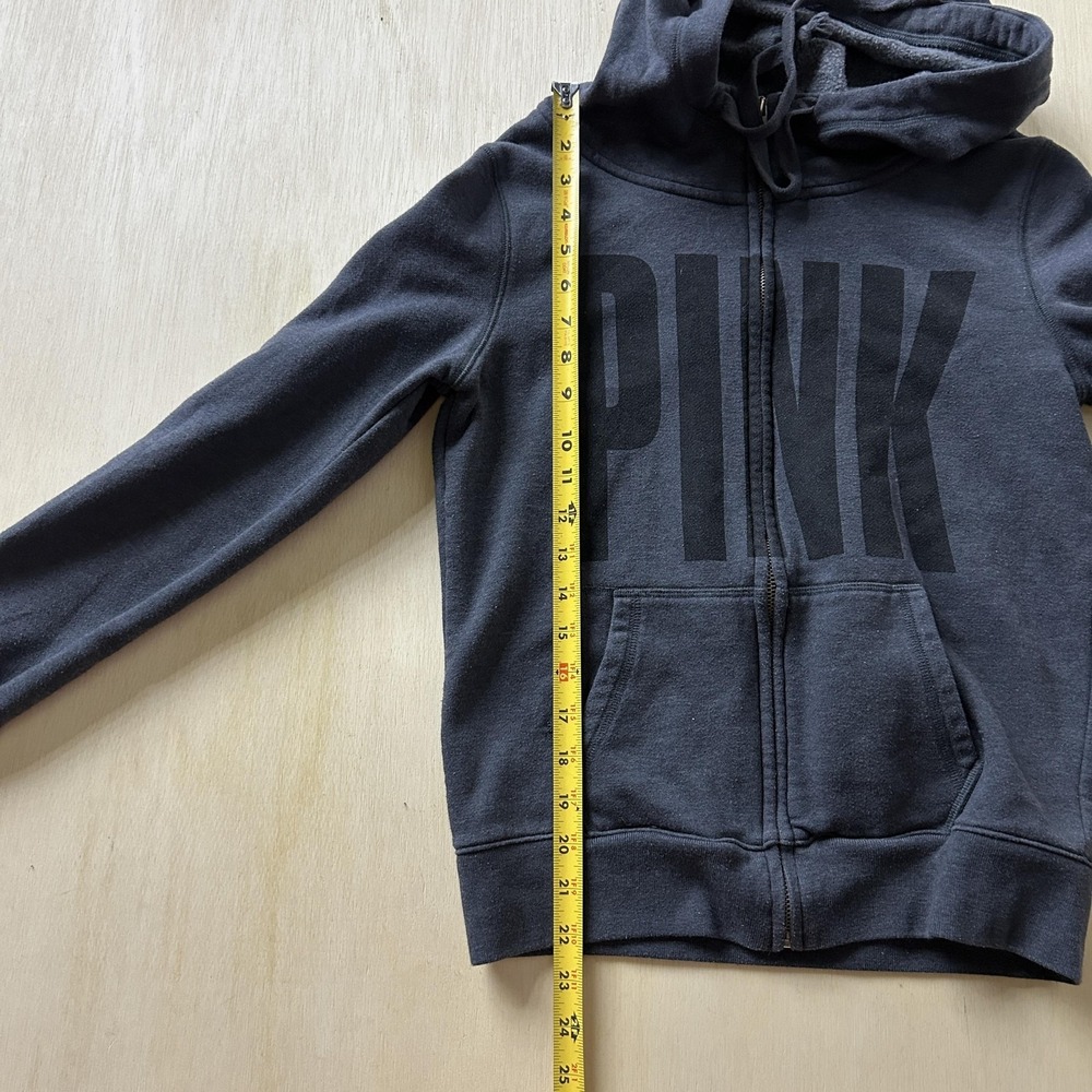 PINK Victoria's Secret Hoodie Womens XS Gray Full Zip Big PINK Logo Fleece